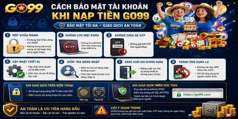Cách bảo mật tài khoản khi nạp tiền